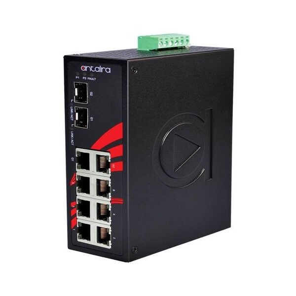 8-Port Industrial Unmanaged Ethernet Switch, w/6-10/100Tx + 2-Gigabit Combo Ports